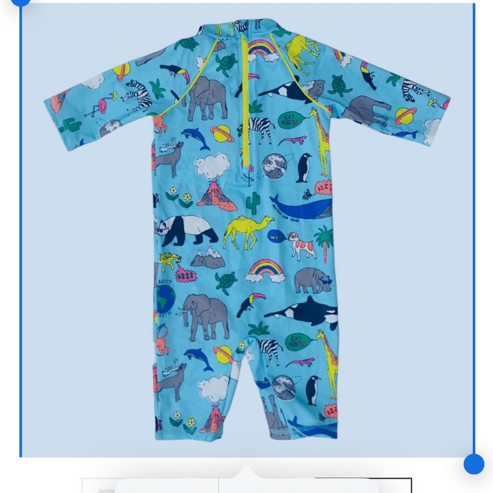NWT Mini Boden poly surf suit swim rash guard, Animal Print .Sz3-4 years